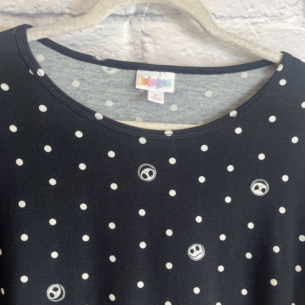 Lularoe Disney Nightmare Before Christmas Jack Skellington Faces & Polka Dot Top - Picture 4 of 14